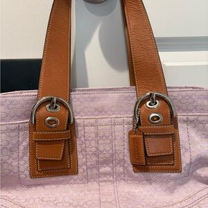 Coach Purple and Tan Quilted Shoulder Bag